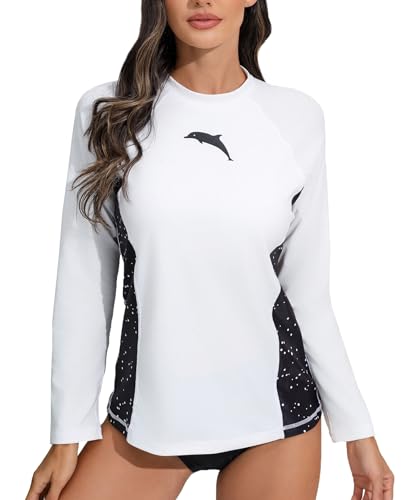 Halcurt UV Shirt Damen Langarm Rash Guard mit BH UPF 50+ Sonnenschutz Badeshirt Bademode Schnell Trocknender Surf Schwimmshirt XXL Halcurt UV Shirt Damen Langarm Rash Guard mit BH UPF 50+ Sonnenschutz Badeshirt Bademode Schnell Trocknender Surf Schwimmshirt XXL von Halcurt