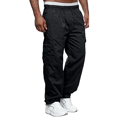 Cargo-Jogginghose für Herren, leger, Sport, Kordelzug, dünne Jogginghose, Schwarz , 31-35 von Halfword