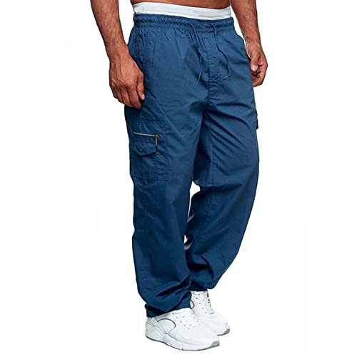 Cargo-Jogginghose für Herren, leger, Sport, Kordelzug, dünne Jogginghose, blau, 58 von Halfword