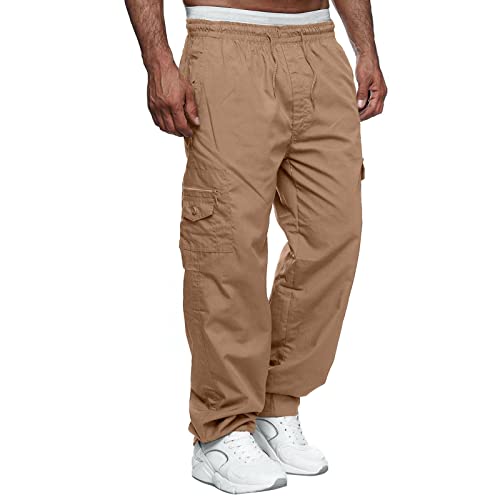 Cargo-Jogginghose für Herren, leger, Sport, Kordelzug, dünne Jogginghose, khaki, 58 von Halfword