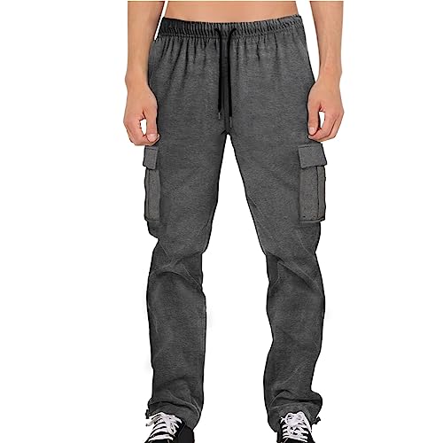 Halfword Herren Fleece-Hose Jogger Cargo Sweatpants Casual Gym Loose Jogginghose, dunkelgrau, 27-32 von Halfword