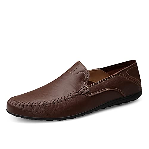 Halfword Herren Klassische Mokassins Lederschuhe Loafers Schuhe zum Autofahren modische Schlupfschuhe Braun 43 EU von Halfword