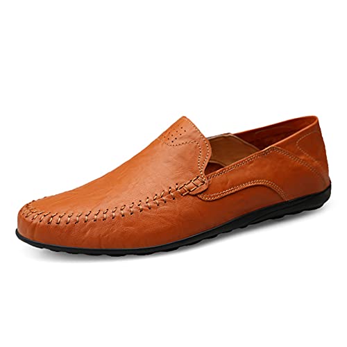 Halfword Herren Klassische Mokassins Lederschuhe Loafers Schuhe zum Autofahren modische Schlupfschuhe Rotbraun 42 EU von Halfword