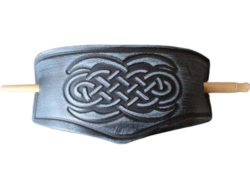 Haarnadel aus Rinderleder mit Keltischem-Motiv, grau, für Frauen, Cosplay, Länge ca. 15 cm Haarnadel aus Rinderleder mit Keltischem-Motiv, grau, für Frauen, Cosplay, Länge ca. 15 cm von Halle 15 Clothes