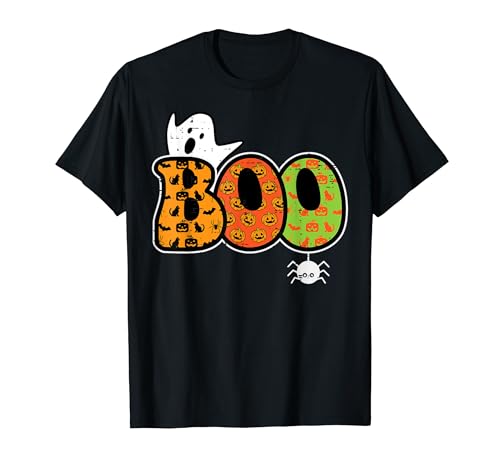 Boo Ghost Spider Retro Groovy Halloween Herren Damen Kinder T-Shirt von Halloween Shirts For Women Men Kids Boys Girls