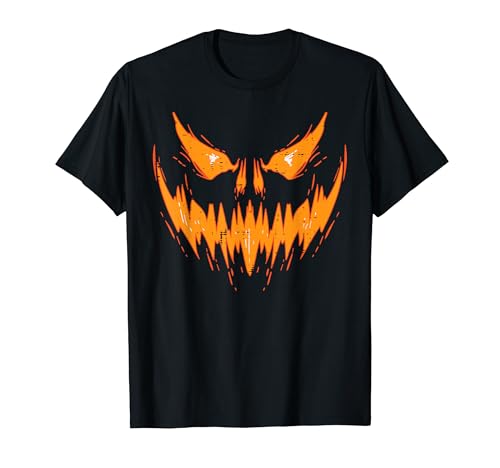 Gruselige Jack O Laterne Gesicht Kürbis Halloween Männer Jungen T-Shirt von Halloween Shirts For Women Men Kids Boys Girls