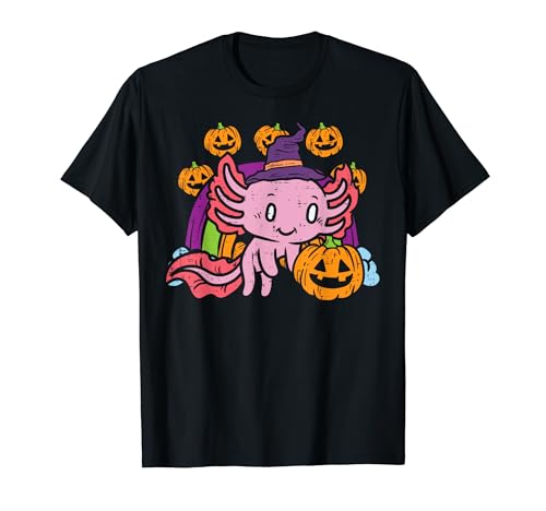 Halloween Axolotl Kürbis Niedliches Tierkostüm Herren Damen Kinder T-Shirt von Halloween Shirts For Women Men Kids Boys Girls