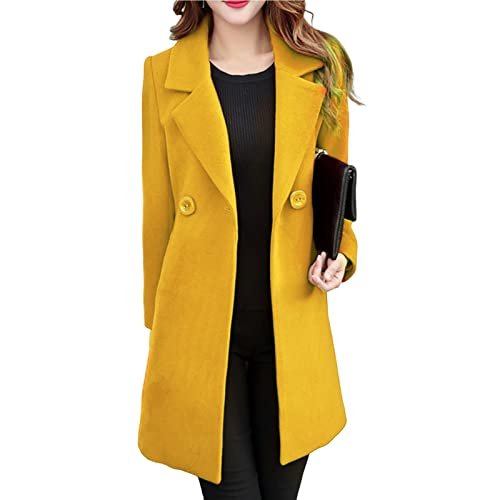 Haloppe Lady Coat Korean Women Overcoat Keep Warm Cardigan Yellow L von Haloppe