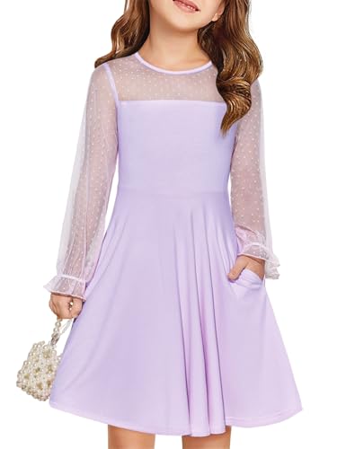 Haloumoning Kleider Mädchen Festliches Prinzessin Kleid Kinder Kontrast Mesh Langarm Puff Sommerkleider Elegant A-Linie Rundhals Partykleid mit Taschen, Violett, 13-14 Jahre Haloumoning Kleider Mädchen Festliches Prinzessin Kleid Kinder Kontrast Mesh Langarm Puff Sommerkleider Elegant A-Linie Rundhals Partykleid mit Taschen, Violett, 13-14 Jahre von Haloumoning