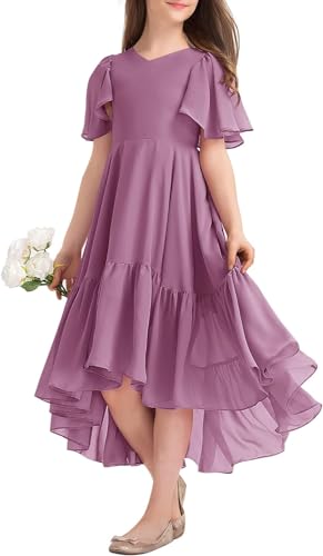 Haloumoning Mädchen Sommerkleid V-Ausschnitt Rüschenkleider Casual A Line Kleid Flowy Hoch Niedrig Lang Partykleid Elegant Langes Abendkleid Lila 140 Haloumoning Mädchen Sommerkleid V-Ausschnitt Rüschenkleider Casual A Line Kleid Flowy Hoch Niedrig Lang Partykleid Elegant Langes Abendkleid Lila 140 von Haloumoning