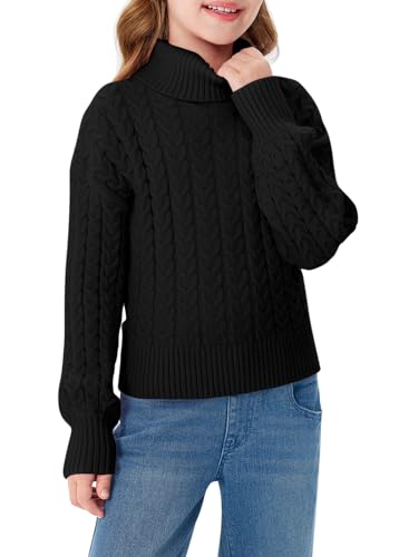 Haloumoning Pullover Mädchen Rollkragen Langarm Strickpullover Lose Casual Oberteile Kinder Herbst Winter Sweater Schwarz, 4-6 Jahre Haloumoning Pullover Mädchen Rollkragen Langarm Strickpullover Lose Casual Oberteile Kinder Herbst Winter Sweater Schwarz, 4-6 Jahre von Haloumoning