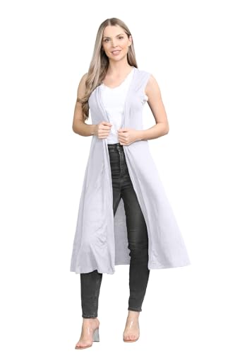 Damen Maxi-Strickjacke, ärmellos, offener Kragen, lang Gr. S-M, weiß Damen Maxi-Strickjacke, ärmellos, offener Kragen, lang Gr. S-M, weiß von Hamishkane