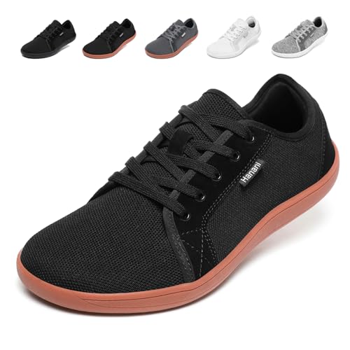 Barfußschuhe Herren Damen Barfussschuhe Weit Zehenschuhe Zero-Drop Sohle Minimalistische Traillaufschuhe Walkingschuhe Fitnessschuhe Laufschuhe Breiter Casual Sneaker Unisex Schwarz Gelb EU37 von Hanani