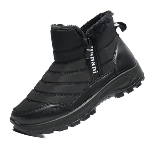 Hanani Schneestiefel für Herren, Winter, Stiefeletten, Reißverschluss, wasserdicht, gefüttert, mit warmem Fell, wasserdicht, Wandern, Schuhe von Hanani