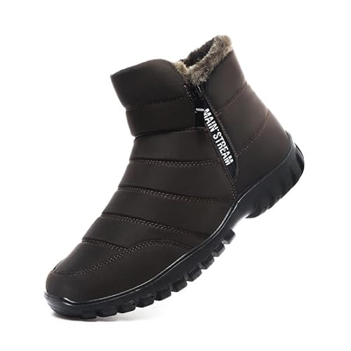 Winterstiefel Herren Winterschuhe Schneestiefel Warm Gefüttert Wanderschuhe Schneestiefel Rutschfest Trekkingschuhe Stiefel Outdoor Leichte Boots Braun EU46 von Hanani