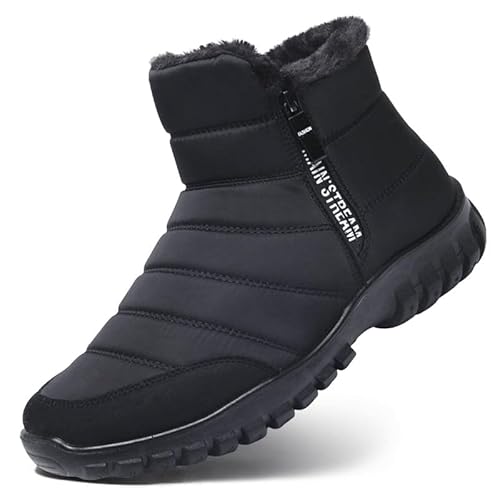 Winterstiefel Herren Winterschuhe Schneestiefel Warm Gefüttert Wanderschuhe Schneestiefel Rutschfest Trekkingschuhe Stiefel Outdoor Leichte Boots Schwarz EU41 von Hanani