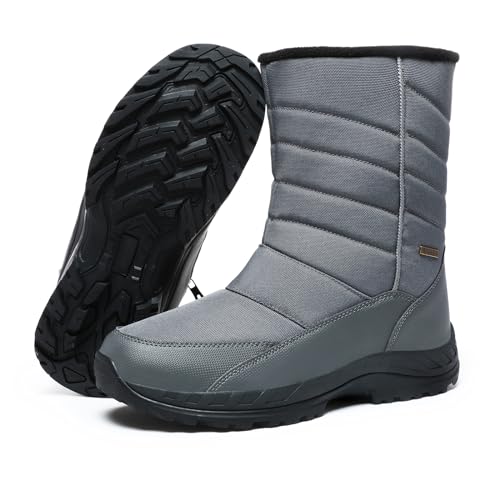 Winterstiefel Herren Winterschuhe Schneestiefel Warm Gefüttert Wanderschuhe Schneestiefel Rutschfest Wanderschuhe Trekkingschuhe Stiefel Herren Outdoor Wanderstiefel Leichte Boots Grau EU41 von Hanani