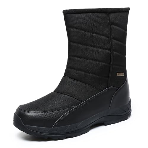 Winterstiefel Herren Winterschuhe Schneestiefel Warm Gefüttert Wanderschuhe Schneestiefel Rutschfest Wanderschuhe Trekkingschuhe Stiefel Herren Outdoor Wanderstiefel Leichte Boots Schwarz EU43 von Hanani