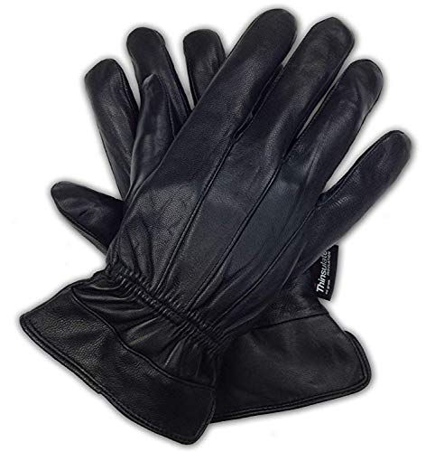 Hand Fellow Herren-Handschuhe aus weichem Nappa-Schaffell, warme Winter-Lederhandschuhe, Fleece-Futter, Thinsulate-Handschuhe (Medium, Black Original) von Hand Fellow