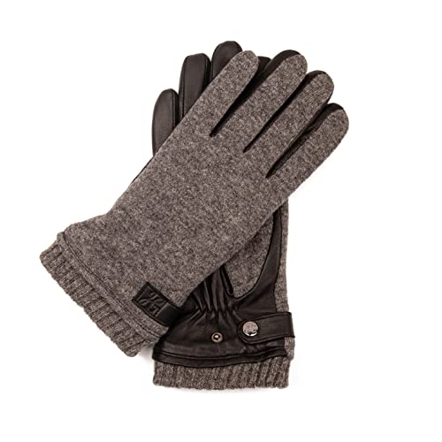 ELIAS - Sportliche Herren Lammlederhandschuhe mit gestricktem Handrücken und warmer Fleece Fütterung, Touchscreen Funktion, Lederhandschuhe Herren, Strick-Leder Mix von Hand Gewand by Weikert