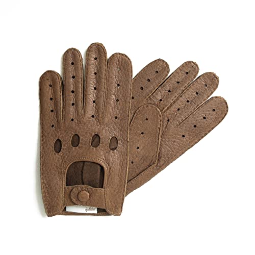 Hand Gewand by Weikert Auto-Lederhandschuhe aus Peccaryleder, ungefüttert, handgenäht, Autofahrerhandschuhe mit Finger, Autohandschuhe aus Pekari, Herren/Damen (Fasan, 10) von Hand Gewand by Weikert