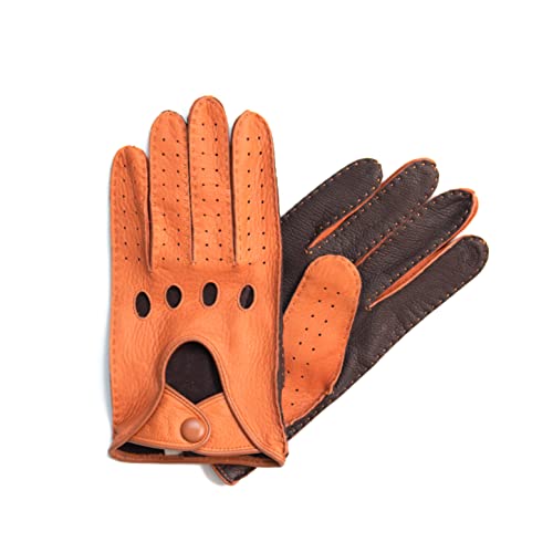 Hand Gewand by Weikert Hirschleder Auto-Handschuhe, handgenäht, Touchscreen, ungefüttert, zweifarbig, Autofahrer Lederhandschuhe, Motorrad, Herren von Hand Gewand by Weikert