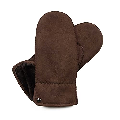 Hand Gewand by Weikert Lammfell-Fäustlinge aus australischem Merino Lammfell, extra weich, handgenäht, Herren, Lammfellhandschuhe, Fausthandschuhe, Lederhandschuhe Grösse 9,5 von Hand Gewand by Weikert