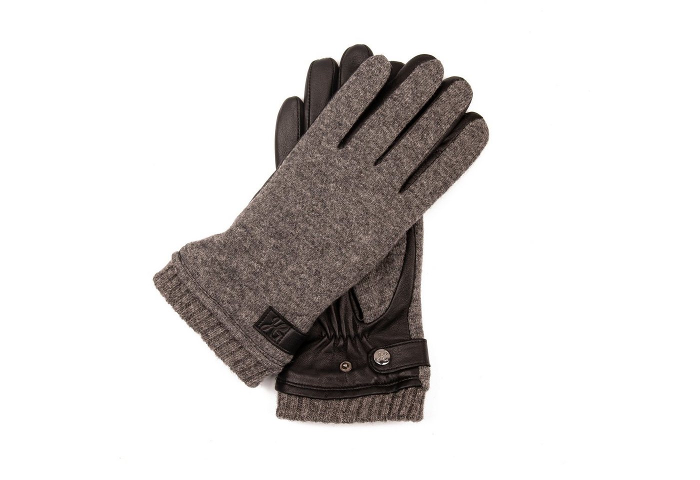 Hand Gewand by Weikert Lederhandschuhe ELIAS - Sportliche Herren Lammlederhandschuhe mit gestricktem Handrücken und warmer Fleece Fütterung und Touchscreen Funktion von Hand Gewand by Weikert