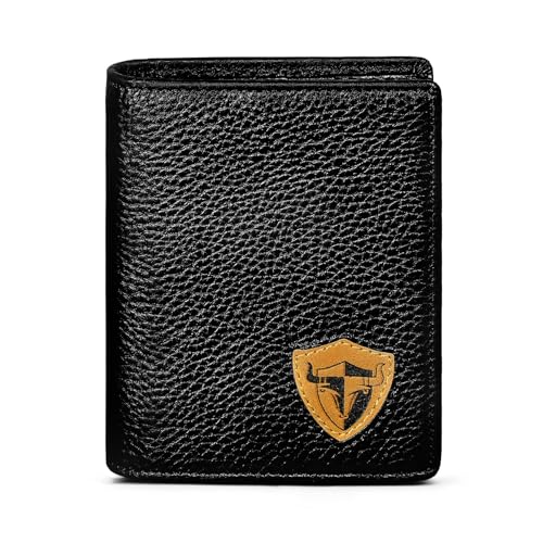 Handadsume Echtleder Crazy Horse Leder Reisen Geschenk Münztasche Kartenetui Lang Organizer Brieftasche Kette RFID Geldbörse mit Snap für Männer männlich 1803 (1806 Schwarz) von Handadsume