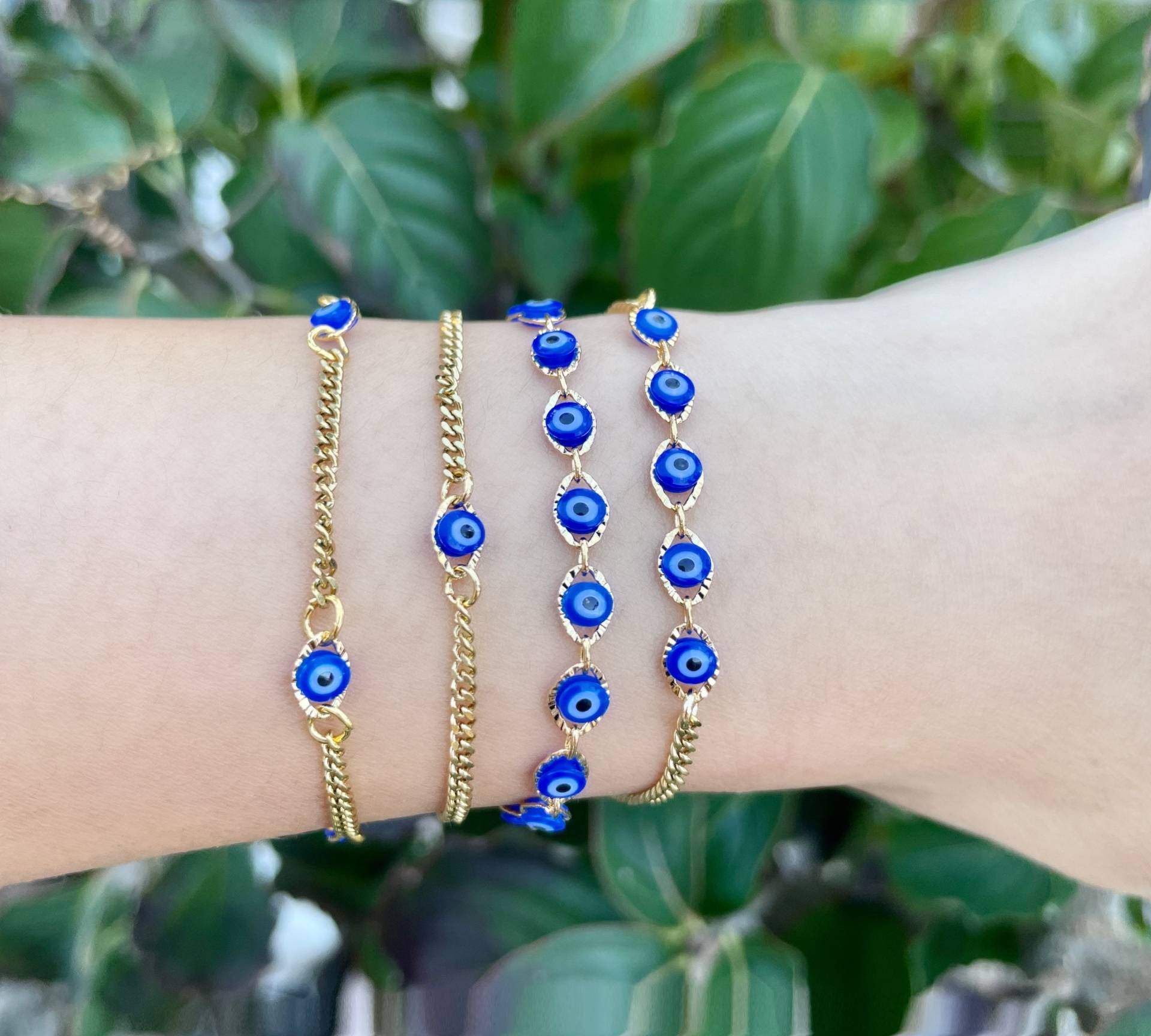 Evil Eye Armbänder/Fußkettchen | Dunkelblau | |18K Vergoldet |Anlaufgeschütztneue Silber Option von HandmadeGaloreSH