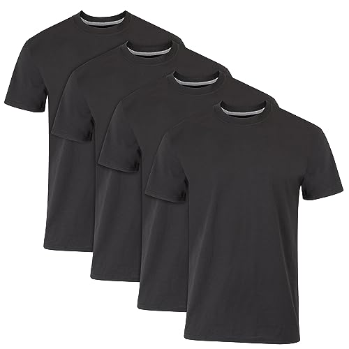 Hanes Herren Ultimate Tagless Slim Fit Crew mehrere Farben, ganz weiß Unterhemd, Schwarz, 4er-Pack, Mittel von Hanes