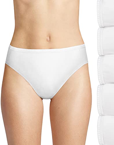 Hanes Damen 6er-Pack atmungsaktive Baumwolle Hi-Cut Panty Slip, Weiß, Weiß, Weiß, Weiß, Weiß, Weiß, 6 von Hanes