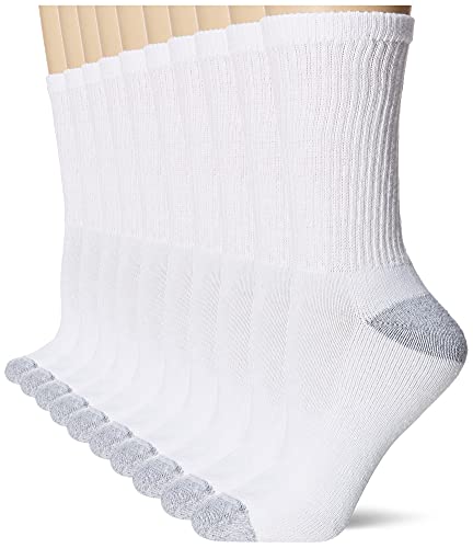 Hanes Damen Groß und Hoch Gepolsterte Rundhalsausschnitt verstärkte Ferse Baumwolle Rich Knit Athletic Socken - Weiß - von Hanes