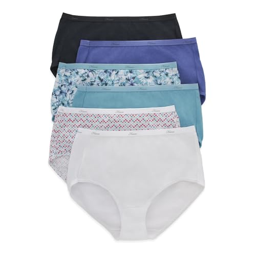 Hanes Damen-Höschen, Baumwolle, 6er-Pack, Weiß/Rosa/Grau, 6 von Hanes