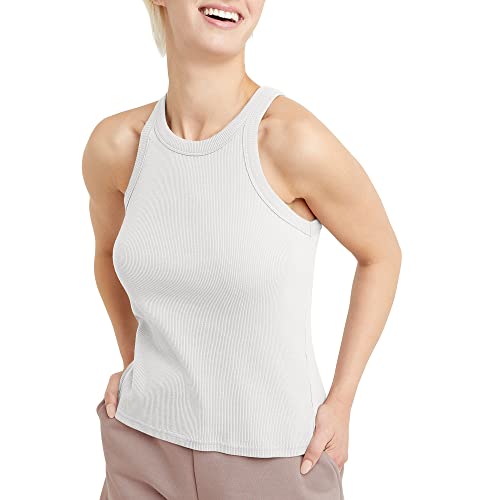 Hanes Damen Originals Racerback Top 100% Baumwolle Gerippt Tank Ärmelloses Trägershirt/Cami Shirt, Weiss/opulenter Garten, Mittel von Hanes