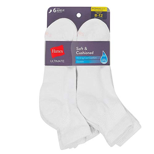 Hanes Damen Ultimate, 6er-Pack, Bequeme Zehennaht Socken, Weiss/opulenter Garten, 40.5-46 EU von Hanes