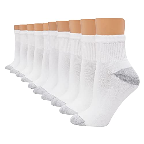 Hanes Damensocken, gepolstert, Knöchelsocken, Sportsocken Gr. 44-47, weiß von Hanes