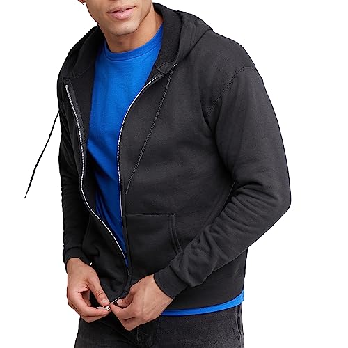 Hanes Herren Eco-smart-kapuzenpullover mit Durchgehendem Reißverschluss athletic sweatshirts, Schwarz, M EU von Hanes