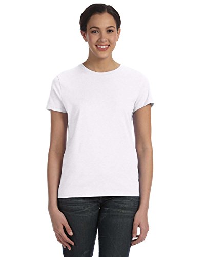 Hanes Perfect-T Damen-T-Shirt, kurzärmelig, Baumwolle, Rundhalsausschnitt, Weiss/opulenter Garten, Mittel von Hanes