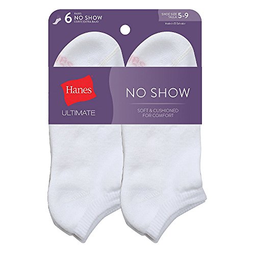 Hanes Women's Ultimate No Show, White, 5-9 (Pack of 6) von Hanes