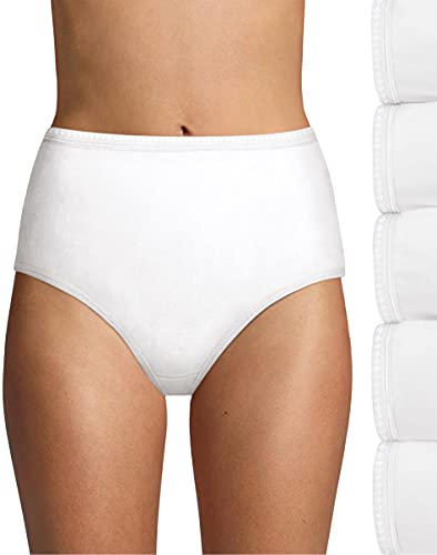 Hanes Damen Höschen mit hoher Taille, leichte, feuchtigkeitsableitende Unterwäsche, Slip, Weiß, 6er-Pack, 34 von Hanes