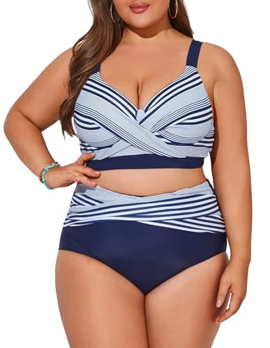 Hanna Nikole Damen Übergröße Push Up Bikini Bauchkontrolle Dehnbarem Strandmode Marineblaue Streifen 44 Hanna Nikole Damen Übergröße Push Up Bikini Bauchkontrolle Dehnbarem Strandmode Marineblaue Streifen 44 von Hanna Nikole