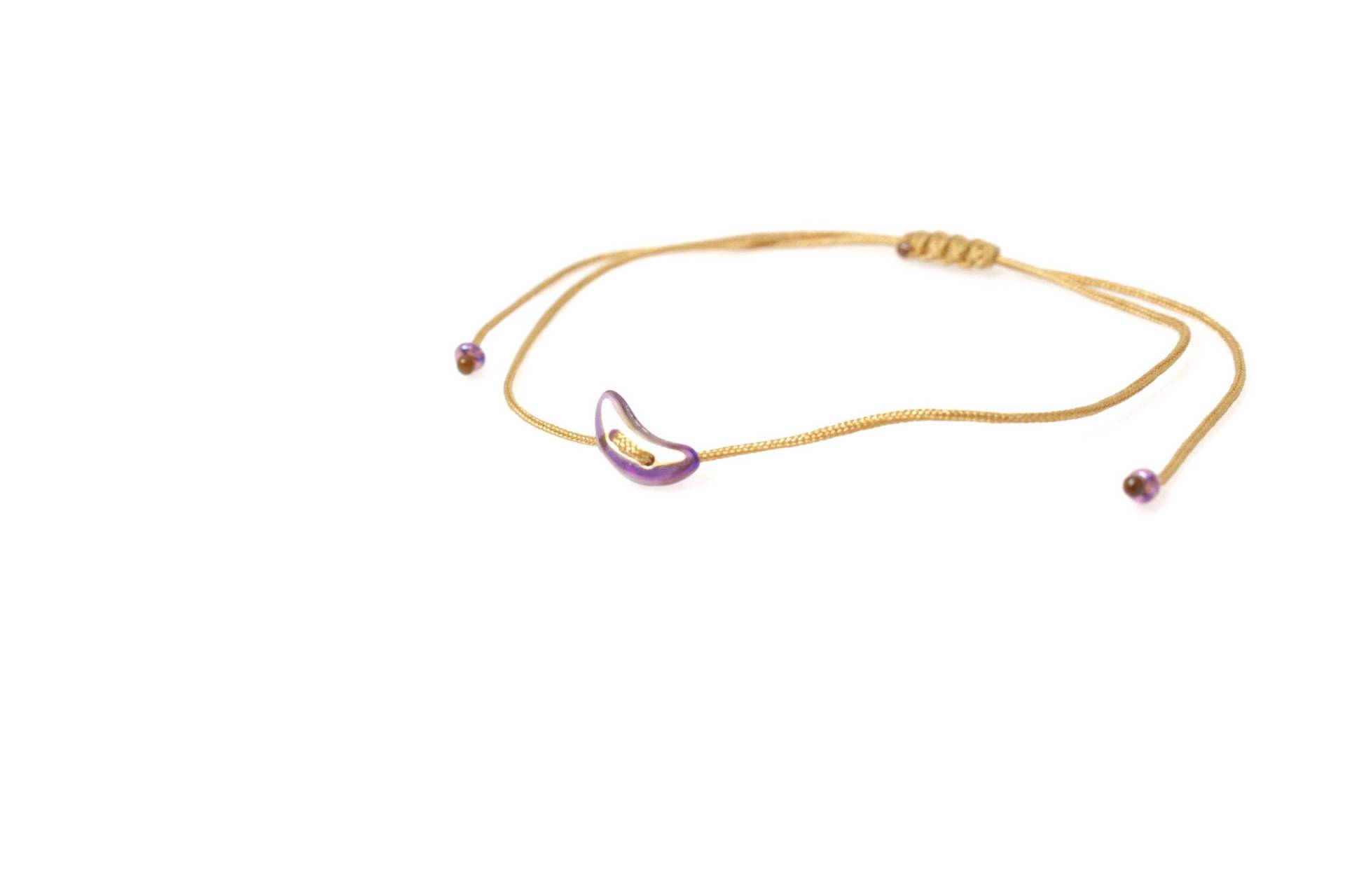 Winziger Mond Violett Gold Kordel Armband/Fußkette - Hannischjewelry von HannischJewelry