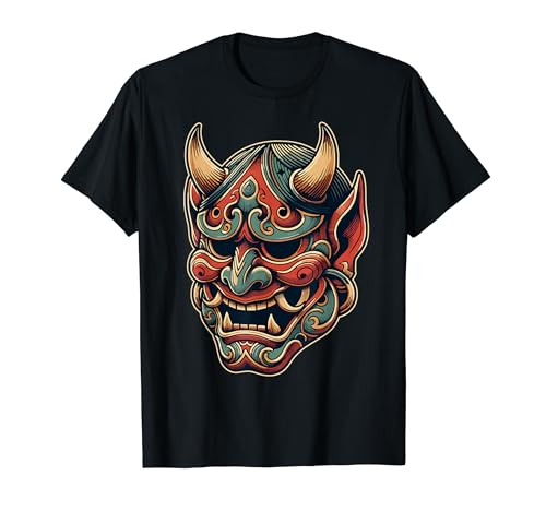 Yokai Oni Gesichtsmaske Japanischer Teufel Japanischer Dämon Oni Maske T-Shirt von Hannya Oni Mask Aesthetic