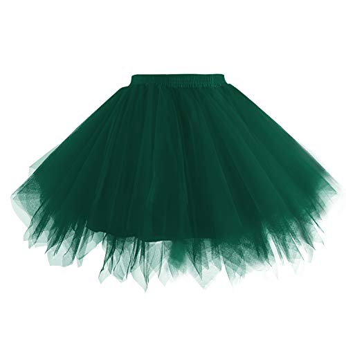 Hanpceirs Damen Karneval Kostüm Tüllrock 1950er Vintage Tüll Petticoat Rock Ballett Bubble Tutu Dunkelgrün M von Hanpceirs