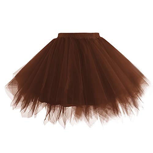 Hanpceirs Damen Karneval Kostüm Tüllrock 1950er Vintage Tüll Petticoat Rock Ballett Bubble Tutu Schokolade XL von Hanpceirs