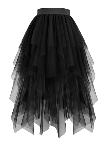 Hanpceirs Damen Tüll Röcke High Low Layered Puffy Fee Röcke A-Linie Midi Rock Unregelmäßiger Tutu Rock Schwarz S Hanpceirs Damen Tüll Röcke High Low Layered Puffy Fee Röcke A-Linie Midi Rock Unregelmäßiger Tutu Rock Schwarz S von Hanpceirs