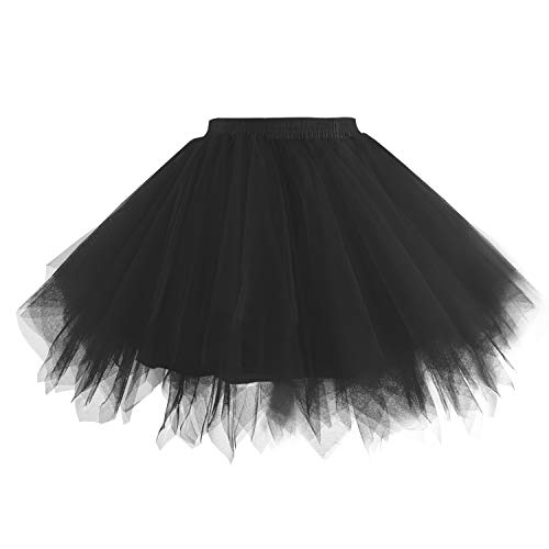 Hanpceirs Damen Karneval Kostüm Tüllrock 1950er Vintage Tüll Petticoat Rock Ballett Bubble Tutu Schwarz M von Hanpceirs