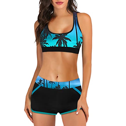 Damen Bikini Set Elegante Zweiteilige Streifen Pailletten Push Up Badebekleidung Hoch Geschnittener Tankini Weicher Bequemer Schulterfreier Badeanzug Triangel Badeanzug niedriger taillierter… von Hanraz