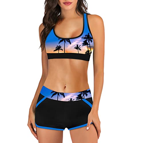 Dreieck Cup Spaghetti-Träger Damen Badeanzug Sport Zweiteiliger Badeanzug Swimsuit Einteilige Bauchweg Bademode Bauchkontrolle Rüschen Damen Retro von Hanraz